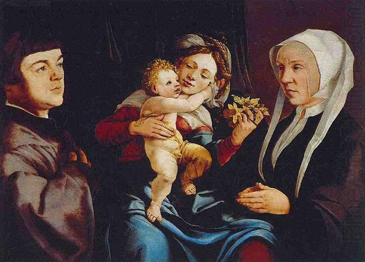 Jan van Scorel Madonna of the Daffodils with the Child and Donors china oil painting image